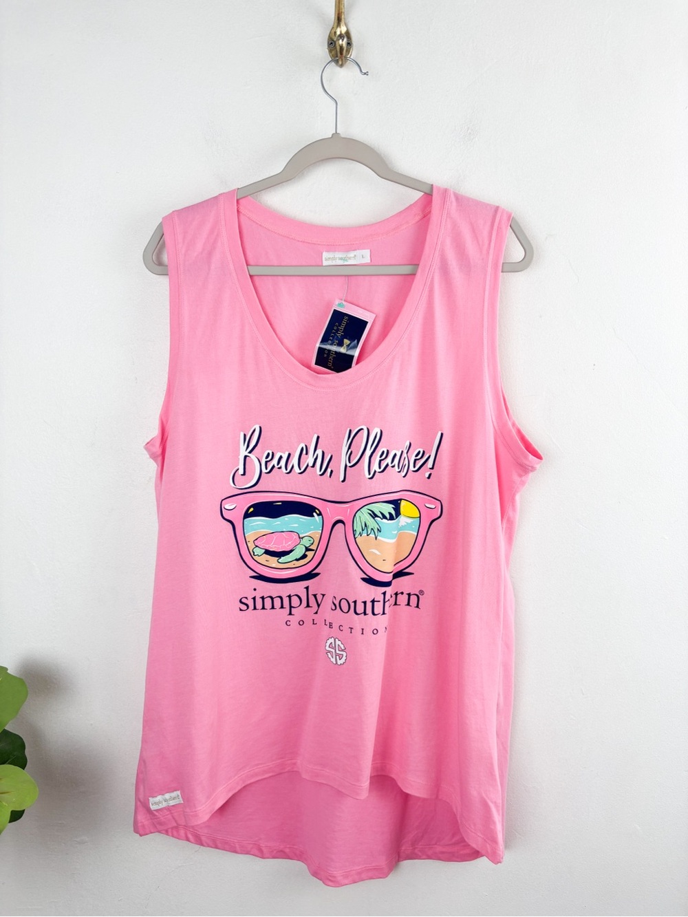 NWT Simply Southern Pink Graphic Sleeveless Tank Top Sz L